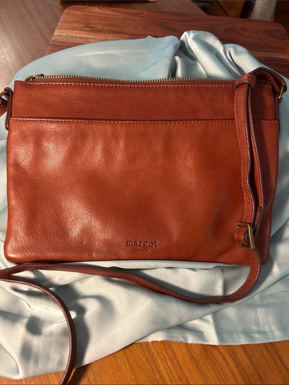 margot Leather Crossbody in Warm Chestnut